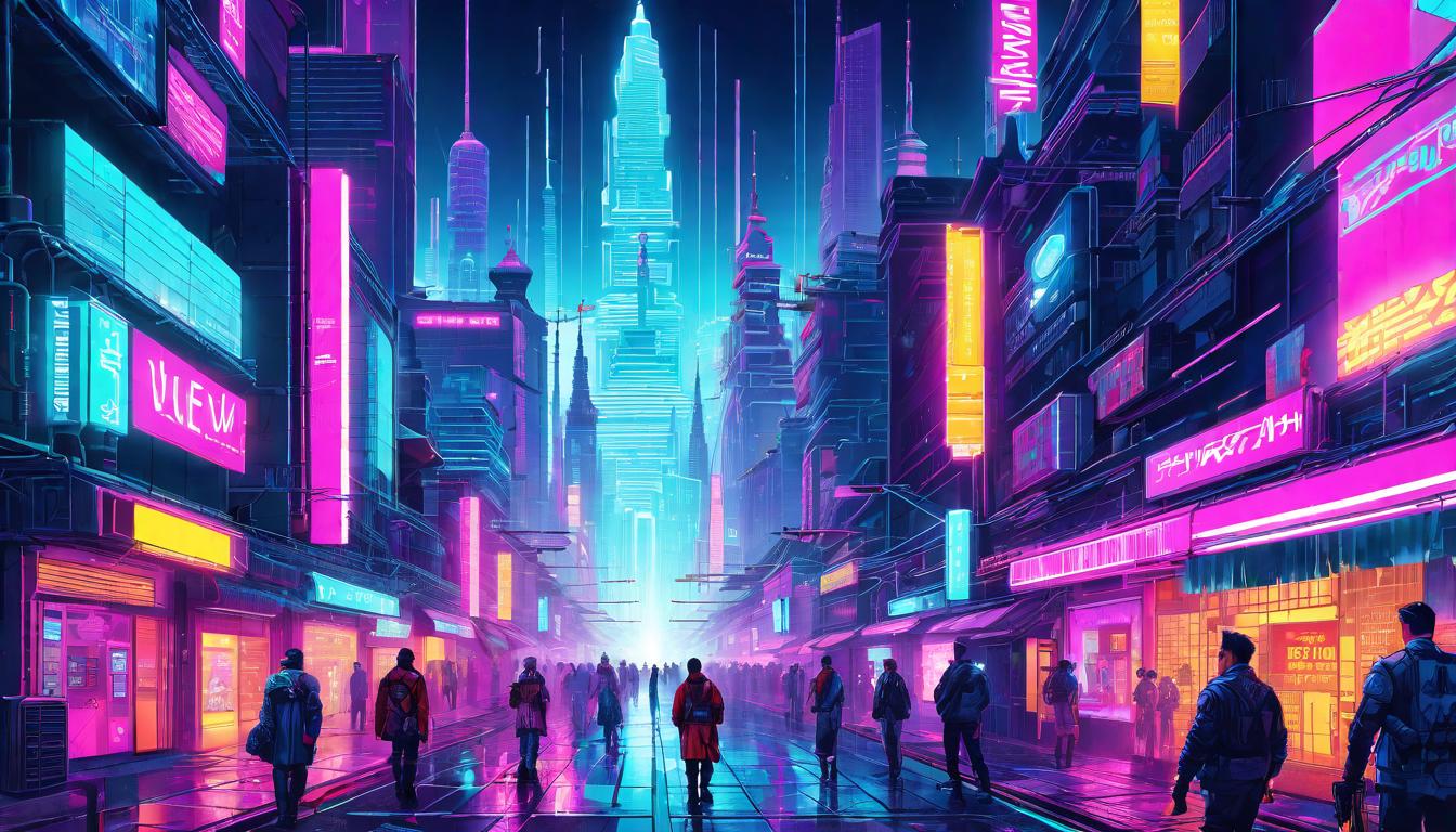  vaporwave,cyberpunk game style Network of light, interconnected souls, serendipitous encounters, magical connections, harmonic convergenceeon, dystopian, futuristic, digital, vibrant, detailed, high contrast, reminiscent of cyberpunk genre video games,retro aesthetic, cyberpunk, vibrant, neon colors, vintage 80s and 90s style, highly detailed