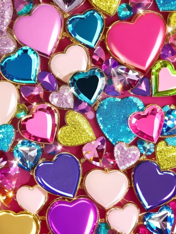  Colorful and sparkling heart gems lots of wallpaper