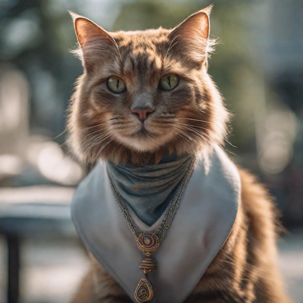  Gato hyperrealistic, full body, detailed clothing, highly detailed, cinematic lighting, stunningly beautiful, intricate, sharp focus, f/1. 8, 85mm, (centered image composition), (professionally color graded), ((bright soft diffused light)), volumetric fog, trending on instagram, trending on tumblr, HDR 4K, 8K