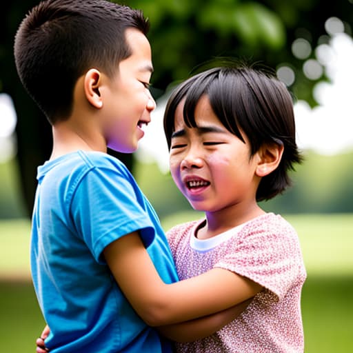  Crying boy and girl