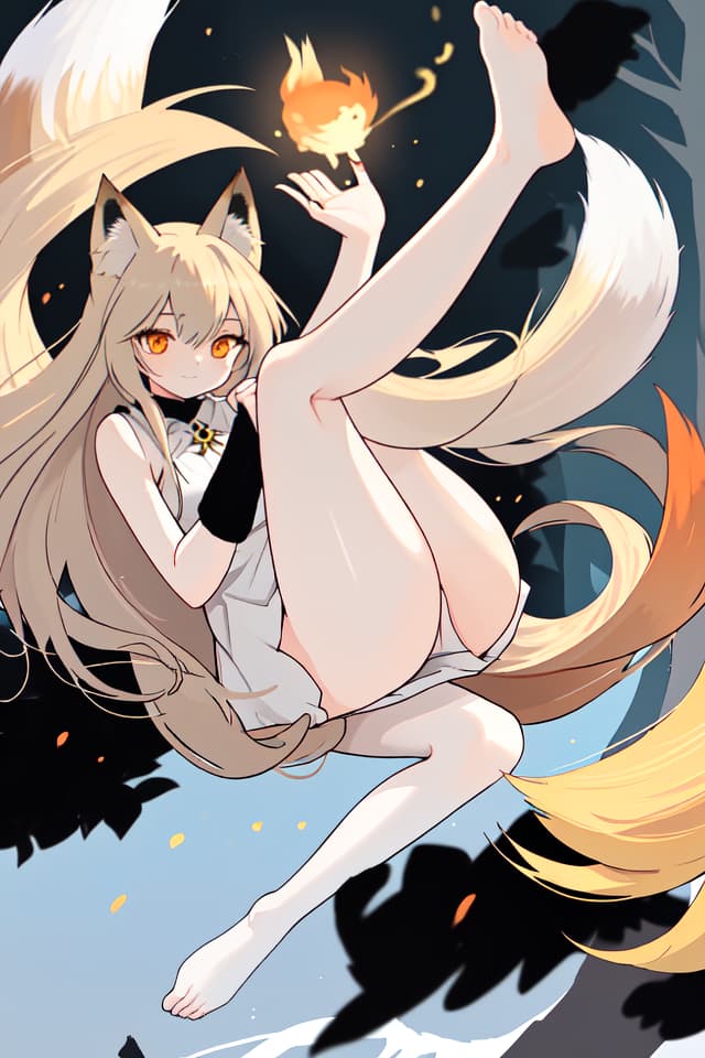   , , legs, fox maiden, long hair