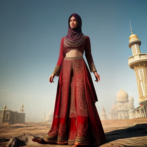 redshift style Kuran Muslim hyperrealistic, full body, detailed clothing, highly detailed, cinematic lighting, stunningly beautiful, intricate, sharp focus, f/1. 8, 85mm, (centered image composition), (professionally color graded), ((bright soft diffused light)), volumetric fog, trending on instagram, trending on tumblr, HDR 4K, 8K