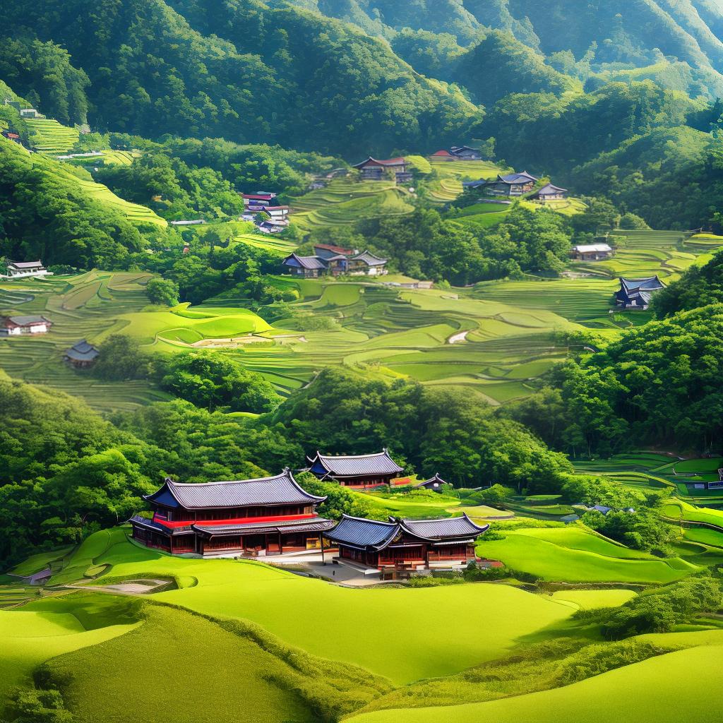 A picturesque Taiwanese landscape, a masterpiece with the best quality and ultra-detailed, in 8k resolution. The main subject is a tranquil countryside scene with rolling hills and lush green fields. (A traditional Taiwanese farmhouse) stands gracefully amidst the landscape, surrounded by vibrant flowers and trees. The warm sunlight filters through the (bamboo grove) nearby, casting beautiful shadows on the scene. The clear blue sky above is adorned with fluffy white clouds, adding to the serene atmosphere. hyperrealistic, full body, detailed clothing, highly detailed, cinematic lighting, stunningly beautiful, intricate, sharp focus, f/1. 8, 85mm, (centered image composition), (professionally color graded), ((bright soft diffused light)), volumetric fog, trending on instagram, trending on tumblr, HDR 4K, 8K