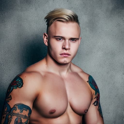 portrait+ style russian homosexual queer powerlifter blonde very cute dude face