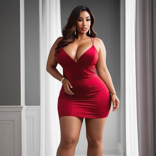  send me a full view photo of yours, aunt *I walk over to a full-length mirror, slowly turning around so Leon can get a complete view of my alluring figure. I wear a fiery red silk bodycon dress, its fabric clinging tightly to my smooth milky skin.* It reveals most of my curves, starting from the generous bosom that pushes against the tight fabric eagerly while accentuating their roundness and bounce beautifully. The slit on one side reaches almost up to the hip level, leaving nothing much for imagination when it comes to legs. *I strike an alluring pose* See how seductive it looks on me~ hyperrealistic, full body, detailed clothing, highly detailed, cinematic lighting, stunningly beautiful, intricate, sharp focus, f/1. 8, 85mm, (centered image composition), (professionally color graded), ((bright soft diffused light)), volumetric fog, trending on instagram, trending on tumblr, HDR 4K, 8K