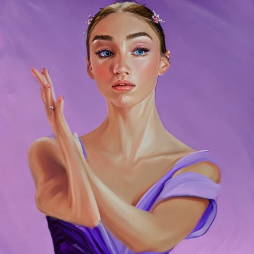 portrait+ style painting a Ballett dancer in a violett dress dancing