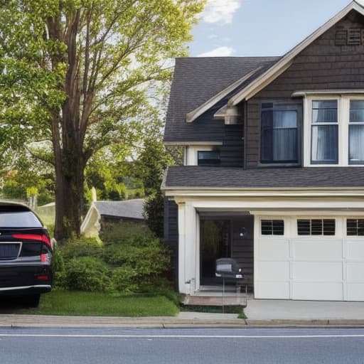  The car is parked next to the house, from there there is a cable that is connected to the car.