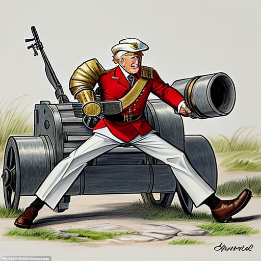  Draw a picture of Trump holding a cannon