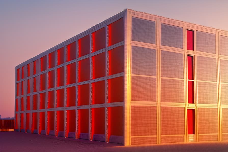  a modern building with red bricks, Norman Foster design, sunset, ultra realistic, ultra high resolution, 4K image