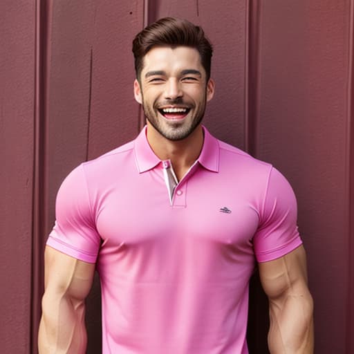  muscle jock pink polo shirt 
 laughing