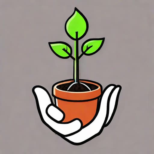  Draw a friendly, smiling garden glove holding a small seedling. The glove and seedling should have clean, simple lines and be filled with a vibrant green color. ((for a logo)), minimalistic, vector illustration, (simple), (white background), no background, for a company, strong color contrast