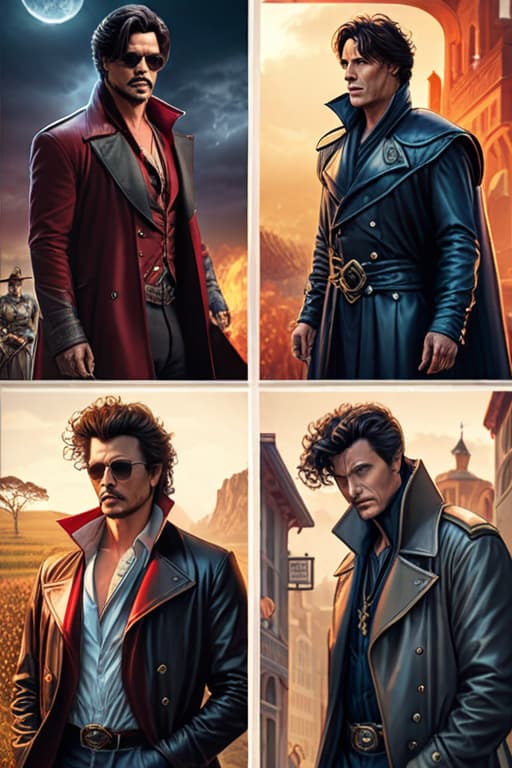  A comic book style illustration of a sorcerer character who looks like a cross between Johnny Depp and Lou Reed. hyperrealistic, full body, detailed clothing, highly detailed, cinematic lighting, stunningly beautiful, intricate, sharp focus, f/1. 8, 85mm, (centered image composition), (professionally color graded), ((bright soft diffused light)), volumetric fog, trending on instagram, trending on tumblr, HDR 4K, 8K