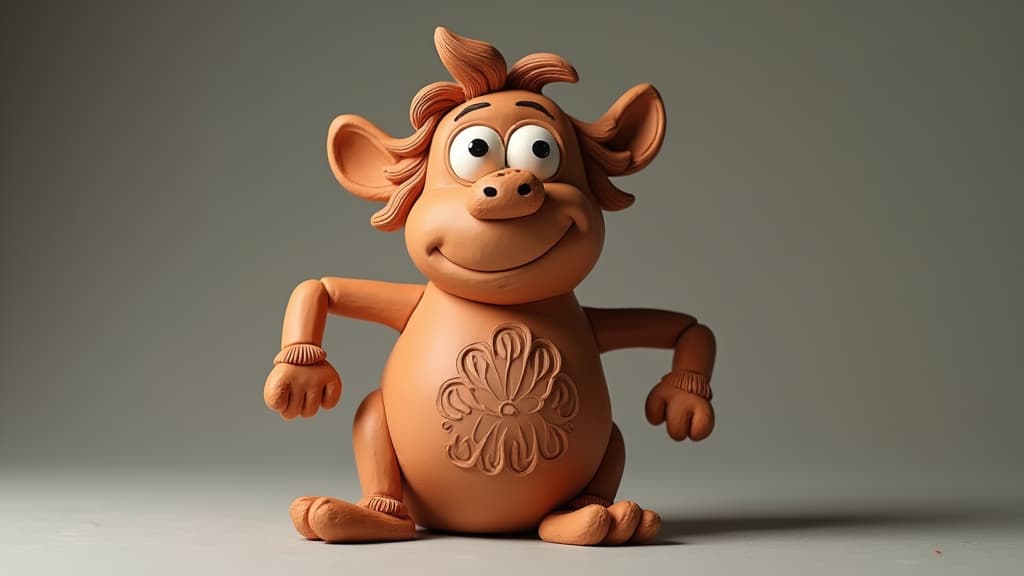  good quality, high quality, whimsical and expressive clay sculpture of a character