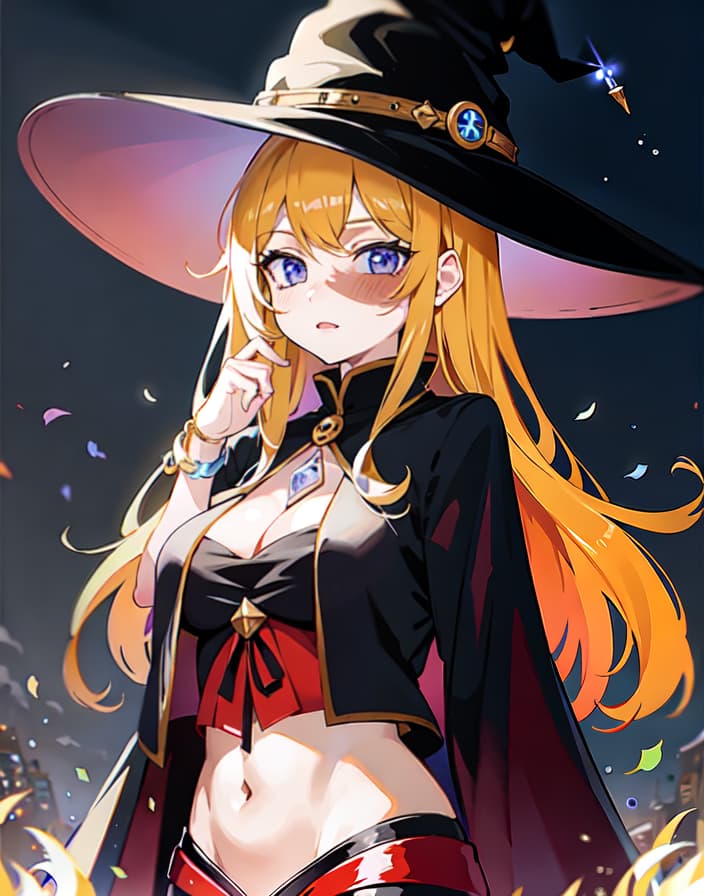  master piece , best quality,Witch, witch hat, magic