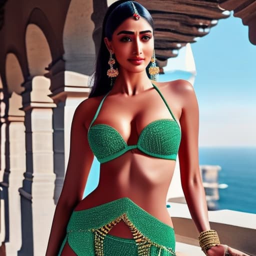 wa-vy style pooja hegde in bikini hyperrealistic, full body, detailed clothing, highly detailed, cinematic lighting, stunningly beautiful, intricate, sharp focus, f/1. 8, 85mm, (centered image composition), (professionally color graded), ((bright soft diffused light)), volumetric fog, trending on instagram, trending on tumblr, HDR 4K, 8K