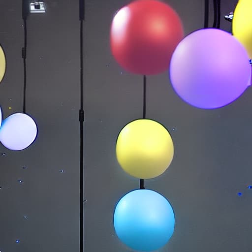 nousr robot colorful balls floating in the air.