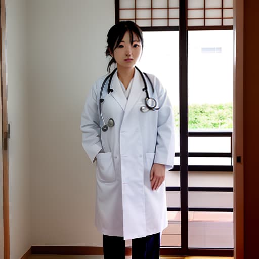  Japanese big-ed female doctor in her early 20s in a examining a .