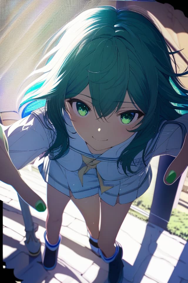  a beautiful blue haired girl,long messy hair,beautiful detailed deep green eyes,cute and beautiful face,shy smile,School uniform,colorful,(masterpiece:1.2),(best quality:1.2),ultra detailed,best shadow,detailed background,high contrast,(best illumination,an extremely delicate and beautiful),((cinematic light)),hyper detail,dramatic light,intricate details,8k,anime,very aesthetic,