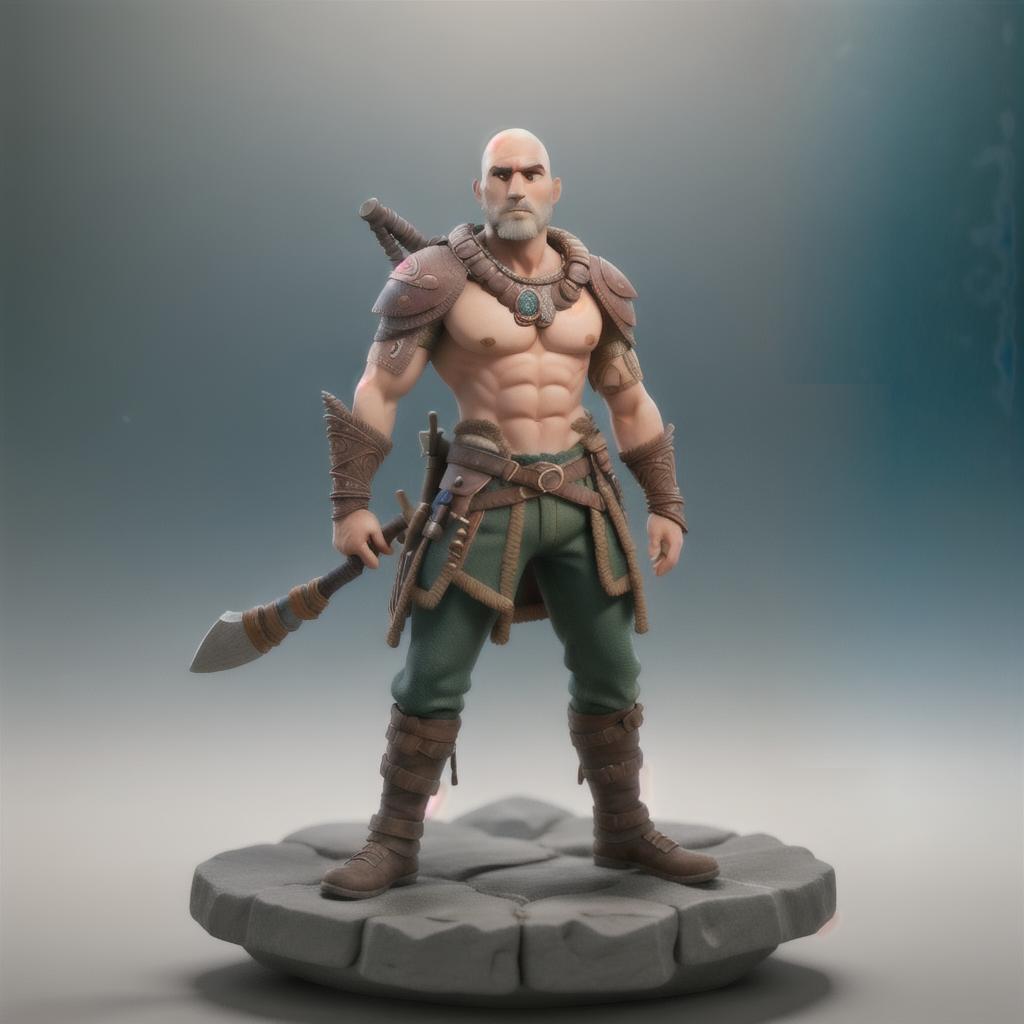  God of war hyperrealistic, full body, detailed clothing, highly detailed, cinematic lighting, stunningly beautiful, intricate, sharp focus, f/1. 8, 85mm, (centered image composition), (professionally color graded), ((bright soft diffused light)), volumetric fog, trending on instagram, trending on tumblr, HDR 4K, 8K