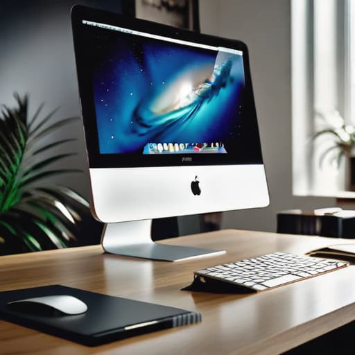  Photo d'un iMac posé sur un bureau en marbre. L'écran de l'iMac montre un site internet nommé Mika. hyperrealistic, full body, detailed clothing, highly detailed, cinematic lighting, stunningly beautiful, intricate, sharp focus, f/1. 8, 85mm, (centered image composition), (professionally color graded), ((bright soft diffused light)), volumetric fog, trending on instagram, trending on tumblr, HDR 4K, 8K