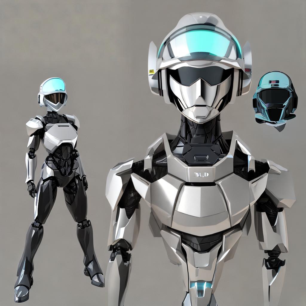  masterpiece, best quality, modern realistic humanised robot with helmet, armor, neon, in 3-d version,  in the style of the uploaded image