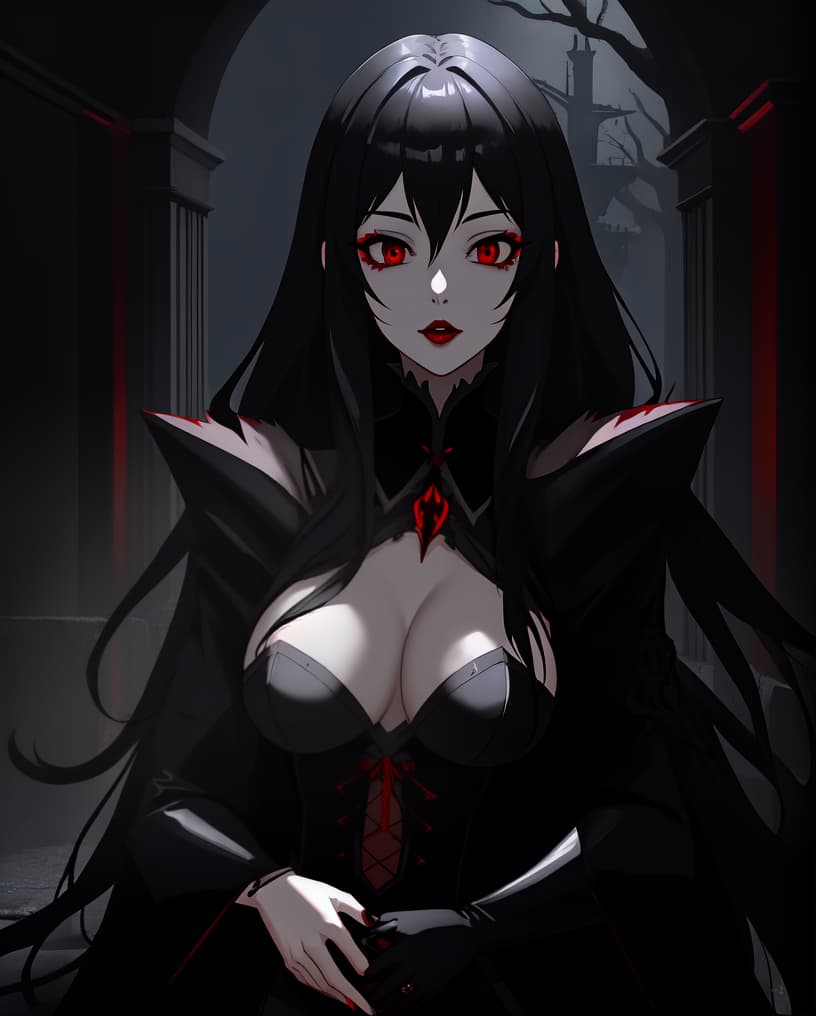  Female vampire in anime artstyle inspired by studio ghibli. Gothic clothing inside a castle, covered in blood. can see whole model hyperrealistic, full body, detailed clothing, highly detailed, cinematic lighting, stunningly beautiful, intricate, sharp focus, f/1. 8, 85mm, (centered image composition), (professionally color graded), ((bright soft diffused light)), volumetric fog, trending on instagram, trending on tumblr, HDR 4K, 8K