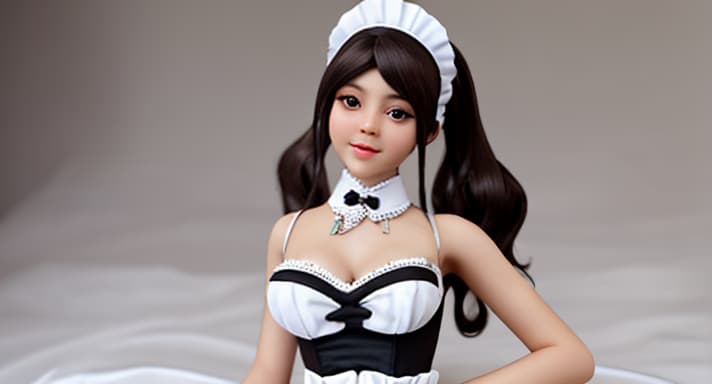  cute Maid on her knees, skimpy outfit, realistic detail