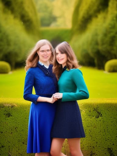 portrait+ style portrait+ style, two sisters hugging each other, the first sister has lond wavy brown hair, hazel brown eyes, she wearing a pastel pink Victorian style dress.second very emotional sad she is wearing a pastel green Victorian style dress she has green eyes, long straight blonde hair , ultra realistic, hyper detail, Canon EOS R3, nikon, f/1.4, ISO 200, 1/160s, 8K, RAW, unedited, symmetrical balance, in-frame, HDR 4K