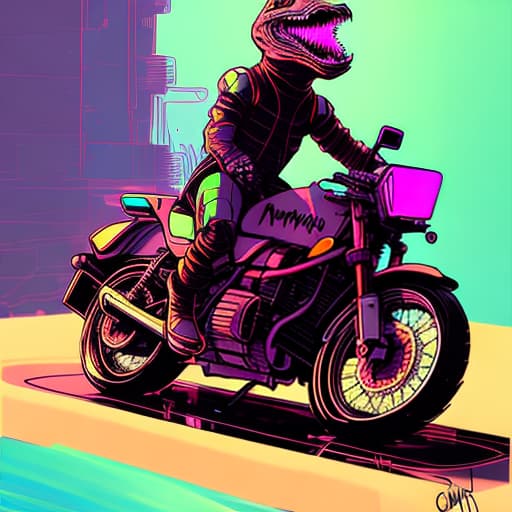 nvinkpunk a cool dinosaur wearing the freshest transition shades in all the land on his motorcycle