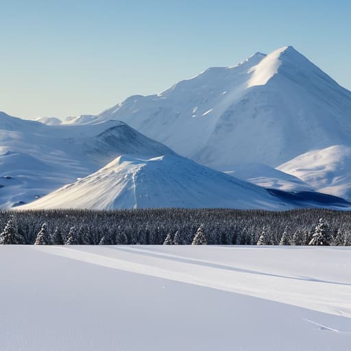  Snowfield on the background of the distant sleigh