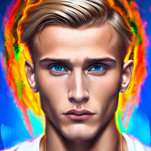 portrait+ style Russian queer fitness model blonde hunk dude face