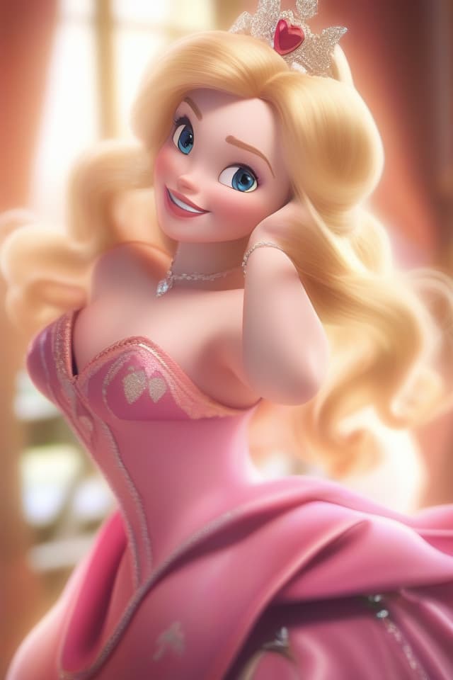  ultra detailed:1.2,masterpiece:1.2,best quality,masterpiece,bestquality,hdr:1.1,8k:1.1,very cute woman :1.3,Disney:1.3,Sleeping Beauty:1.3,pink dress,blonde hair,tiara,cowboy shot: 1.3