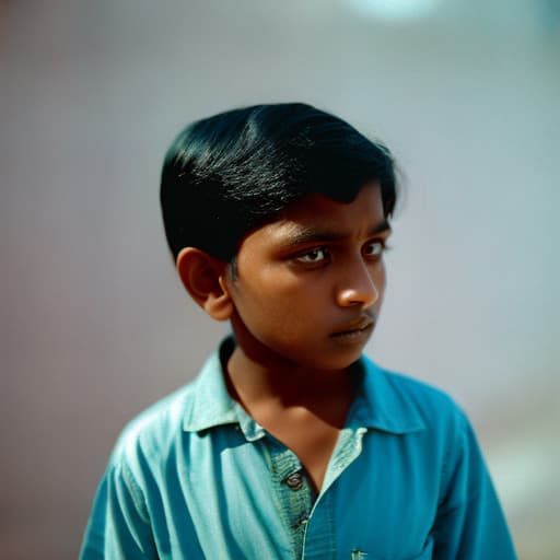 analog style a Indian boy stand with his bubble 