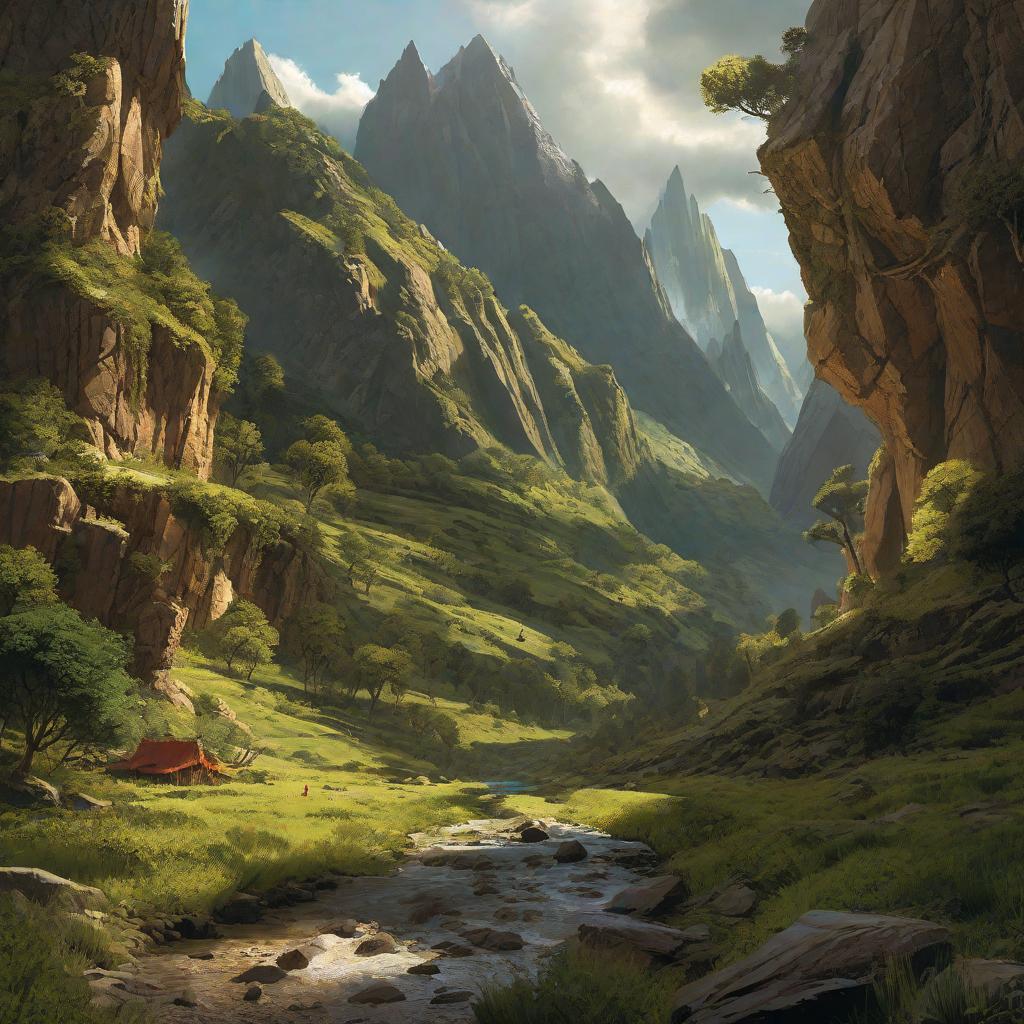  masterpiece, best quality,the lost valley, landscape, alex ross, eddie mendoza, raphael lacoste, sebastian ludke, concept art, matte painting, highly detailed, rule of thirds, dynamic lighting, cinematic, detailed, magnificiant landscape, denoised, centerd,