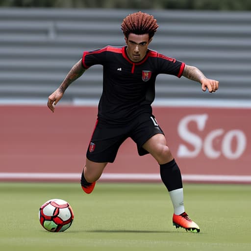  hombre negro con el pelo rojo jugando al futbol en un campo de césped