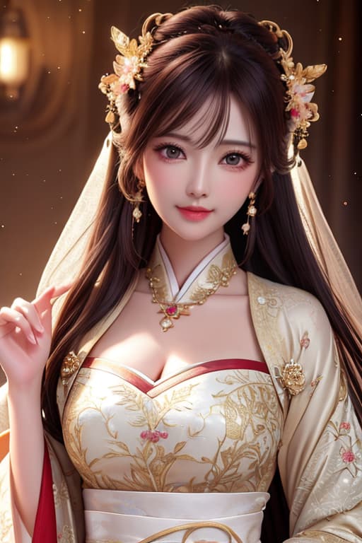  best quality, masterpiece, highres, 1girl,blush,(seductive smile:0.8),star shaped pupils,china hanfu,hair ornament,necklace, jewelry,Beautiful face,upon body, tyndall effect,photorealistic, dark studio, rim lighting, two tone lighting,(high detailed skin:1.2), 8k uhd, dslr, soft lighting, high quality, volumetric lighting, candid, Photograph, high resolution, 4k, 8k, Bokeh hyperrealistic, full body, detailed clothing, highly detailed, cinematic lighting, stunningly beautiful, intricate, sharp focus, f/1. 8, 85mm, (centered image composition), (professionally color graded), ((bright soft diffused light)), volumetric fog, trending on instagram, trending on tumblr, HDR 4K, 8K