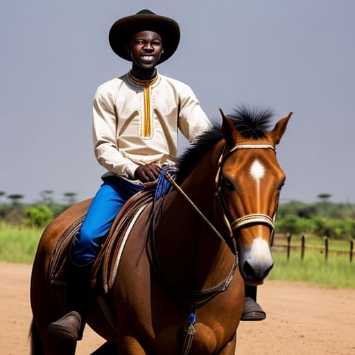  African young man on a horse