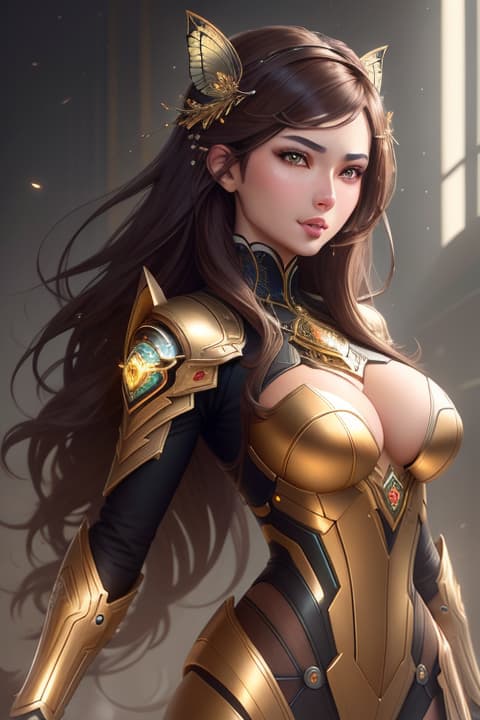  8k portrait of beautiful cyborg with brown hair, intricate, elegant, highly detailed, majestic, digital photography, art by artgerm and ruan jia and greg rutkowski surreal painting gold erfly filigree, broken gl, (masterpiece, sidelighting, finely detailed beautiful eyes: 1.2), hdr, (detailed background window to a new dimension, plants and flowers:0.7) <lora:more_details:0.5> infinity, infinite symbol, slightly open mouth, 1, , detailed eyes, hyperrealistic, full body, highly detailed, cinematic lighting, intricate, sharp focus, f/1. 8, 85mm, (centered image composition), (professionally color graded), ((bright soft diffused light)), volumetric fog, trending on instagram, HDR 4K, 8K