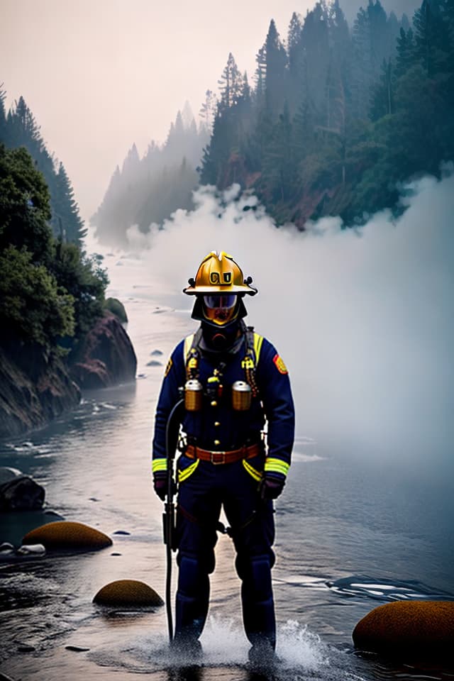  Photos, full body photos, stable, firefighters, river, Hollywood hyperrealistic, full body, detailed clothing, highly detailed, cinematic lighting, stunningly beautiful, intricate, sharp focus, f/1. 8, 85mm, (centered image composition), (professionally color graded), ((bright soft diffused light)), volumetric fog, trending on instagram, trending on tumblr, HDR 4K, 8K