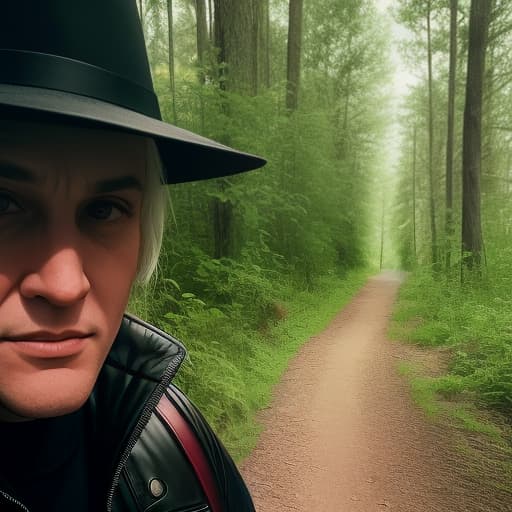 Jason Vorhees and Freddy Krueger and Ghost Face having a nice fun and relaxing time in the forest, close up selfie view, , ((best quality)), ((masterpiece)), highly detailed, absurdres, HDR 4K, 8K