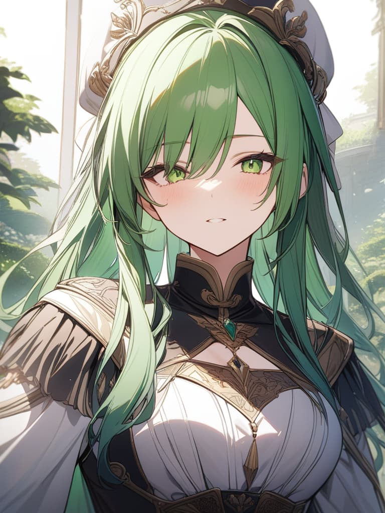  Green hair character Victoria dynasty, masterpiece, best quality,8k,ultra detailed,high resolution,an extremely delicate and beautiful,hyper detail