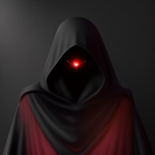  Evil Red apparition with black hole face with black shadow cloak