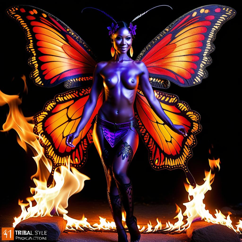  tribal style [naked:51] [nudist:51] [full body shot:51] naked|nudist curve|slim|skinny badass splash provocative fiery slutty desirable without complexes very excited in lace stockings and very fiery flaming full body standing nudist fairy butterfly fiery violet fiery purple wings, full body shot, accent of light and focus between, fire on hands, sorceress with fire in her hands, long fiery and smoke tongue pulled out of mouth, bright blue eyes, elegant masterpieces of tattoos all over the body and on the face big hips, small, big, long stretching does stretching, accent lighting and focus on intimate long haircut and very small and very big lips and as