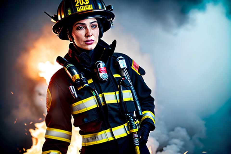  Real, portrait, slim figure, black eyes, firefighters, photos hyperrealistic, full body, detailed clothing, highly detailed, cinematic lighting, stunningly beautiful, intricate, sharp focus, f/1. 8, 85mm, (centered image composition), (professionally color graded), ((bright soft diffused light)), volumetric fog, trending on instagram, trending on tumblr, HDR 4K, 8K