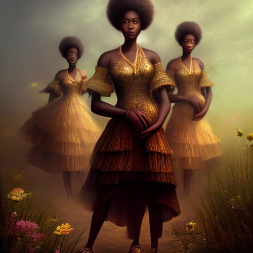 mdjrny-v4 style a black woman carrying twins