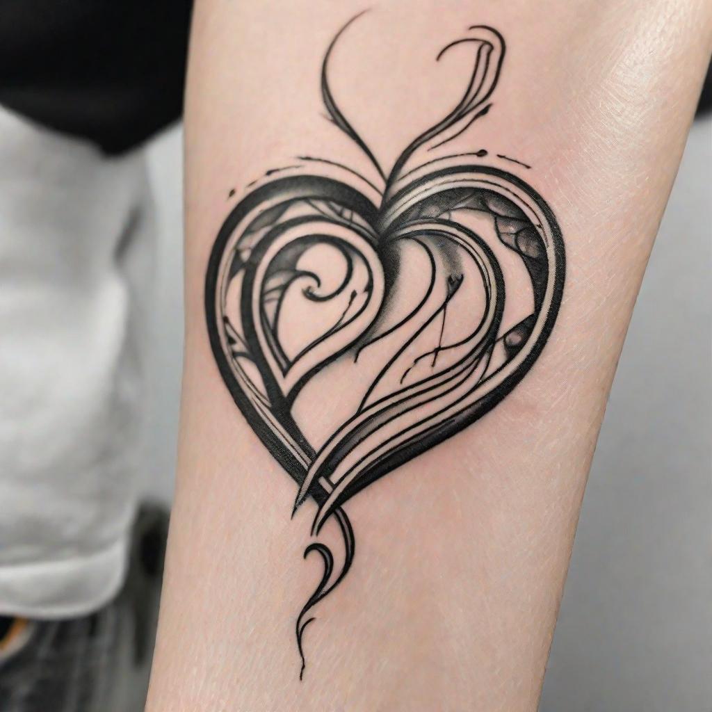  masterpiece, best quality, A delicate and minimalist tattoo idea for you and your twin sister could be two intertwined hearts, symbolizing your inseparable bond. The hearts would be small in size, with clean and smooth lines, representing simplicity. The tattoo could be realized as a black and white line drawing, resembling an elegant illustration. The lighting could be soft and gentle, enhancing the tender and meaningful atmosphere. The realization can be achieved using a fine-point tattoo needle, creating precise and intricate details on your skin.