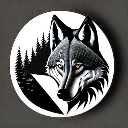 estilovintedois draw a round logo artwork of a wolf