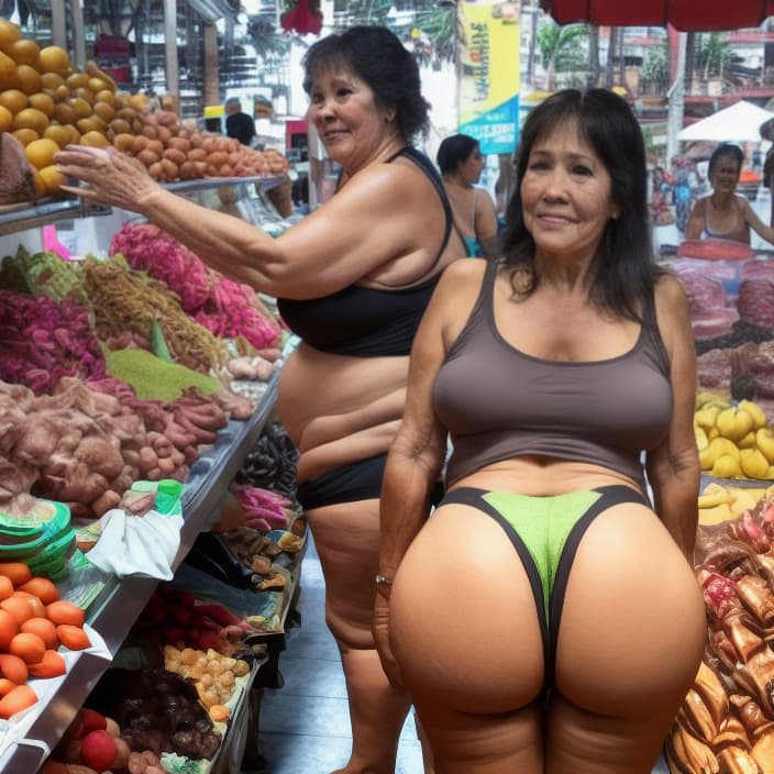  hermosa mujer madura de 40 años booty en calzones en la plaza de mercado de Indonesia Malasia