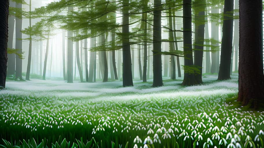  Spring forest, coniferous and deciduous trees, dense undergrowth, blooming snowdrops, highly detailed, 4k, scenic, natural, majestic, by Ansel Adams, Galen Rowell, David Muench, Frans Lanting, Peter Lik hyperrealistic, full body, detailed clothing, highly detailed, cinematic lighting, stunningly beautiful, intricate, sharp focus, f/1. 8, 85mm, (centered image composition), (professionally color graded), ((bright soft diffused light)), volumetric fog, trending on instagram, trending on tumblr, HDR 4K, 8K