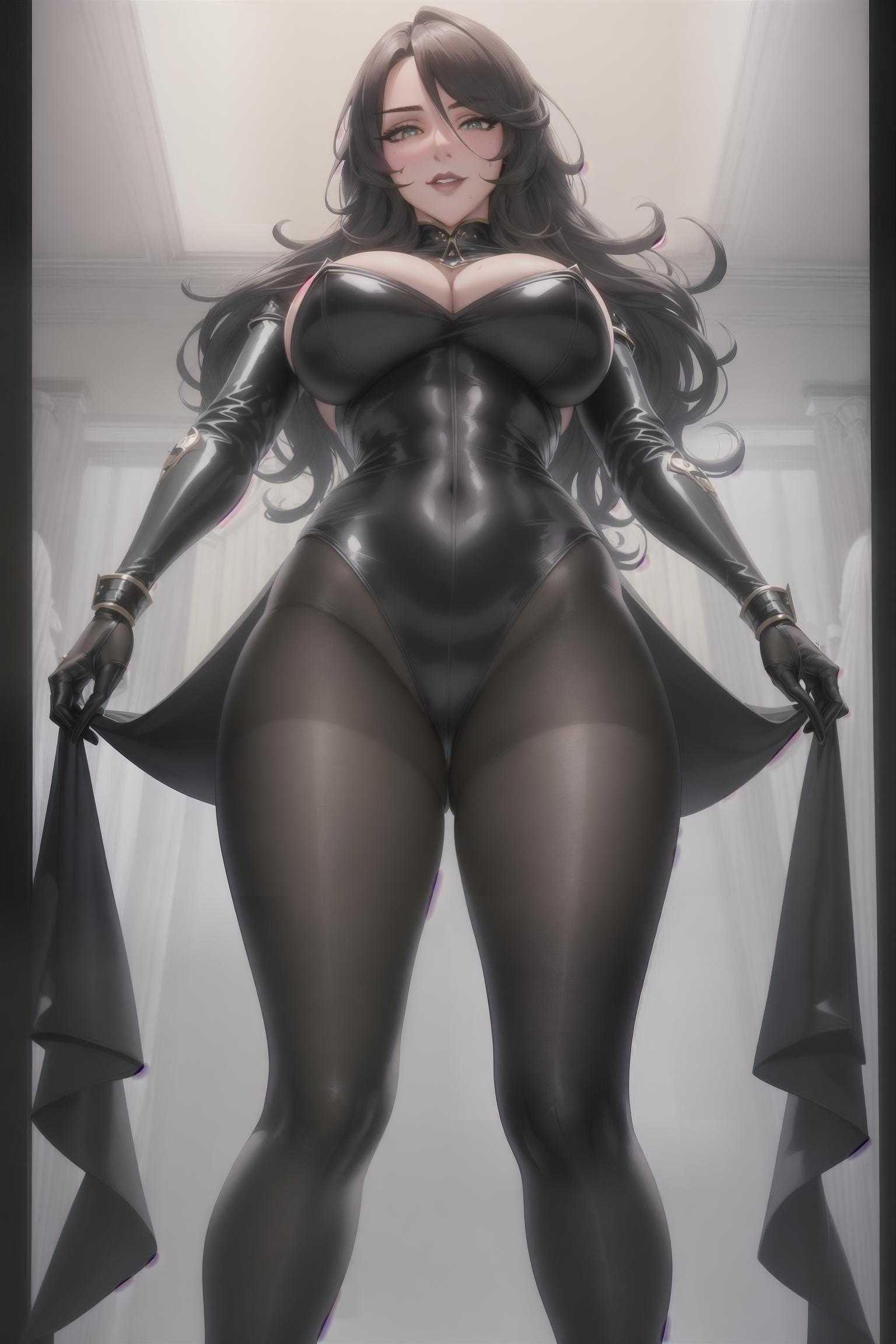  masterpiece,(bestquality),highlydetailed,ultra detailed,(Mona:1.5),(sexyandmysterious:1.7),blacktightleatheroutfit,highendeveninggown,longcurlyhair,uniqueeye catchingmakeup,distinctiveaccessories,(wiseandbrave:1.5),(eyes charming:1.5),confidentanddecisivepose,(charming:1.3),(sexy:2.0),black pantyhose,(dangerousenvironment:1.7),nightcity,luxuriousvilla,car chase,(hightechequipment:1.5),advancedcommunicationdevices,invisiblehearingdevices,(mysteriousatmosphere:1.3),darkcolorpalette,dimlighting,(from below:1.5),looking at viewer,blush hyperrealistic, full body, detailed clothing, highly detailed, cinematic lighting, stunningly beautiful, intricate, sharp focus, f/1. 8, 85mm, (centered image composition), (professionally color graded), ((bright soft diffused light)), volumetric fog, trending on instagram, trending on tumblr, HDR 4K, 8K